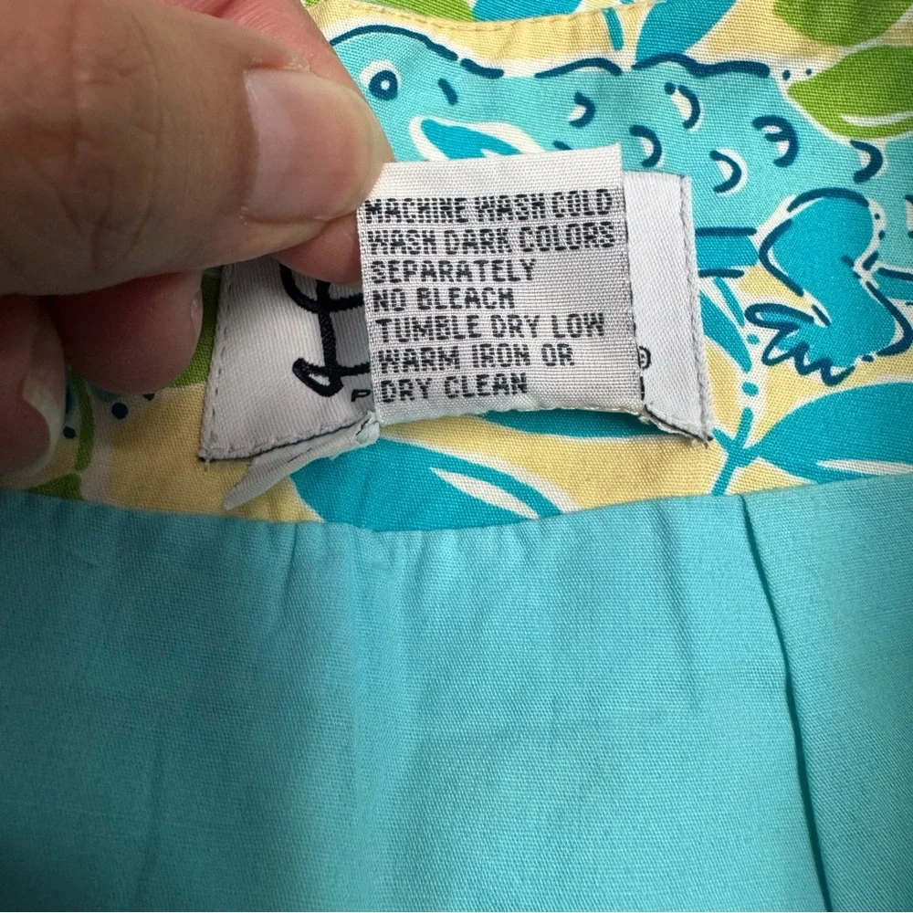 VTG Lilly Pulitzer Mimosa Everglades Alligator Print Skirt Size 4 Blue‎ Yellow